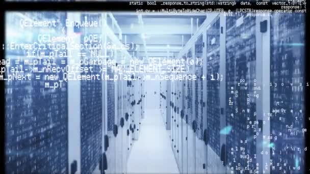 Animation Circular Banner Copy Space Data Processing Computer Server Room — ストック動画