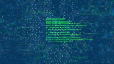 Animation of microprocessor connections and chemical structures over network of connections. Medical healthcare and technology concept