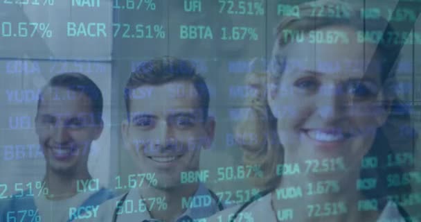 Animation Stock Market Data Processing Team Male Female Health Workers — Video