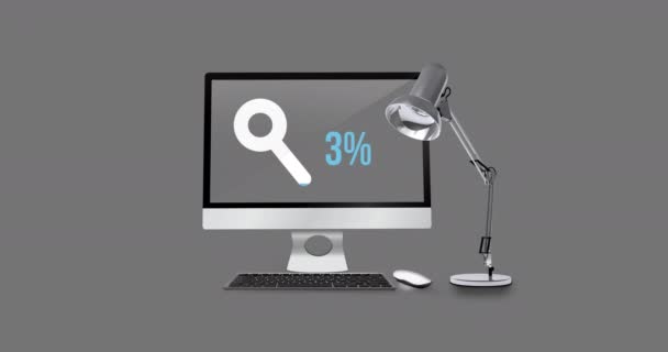 Animation Reading Glass Icon Percent Computer Global Business Digital Interface — Stock video