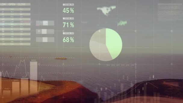 Animation Statistical Data Processing View Farm Field Sea Global Business — Video