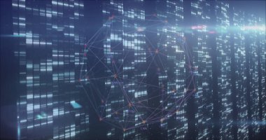 Image of shapes over light spots. Global business and digital interface concept digitally generated image.