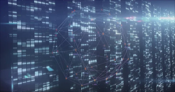 Image of shapes over light spots. Global business and digital interface concept digitally generated image.