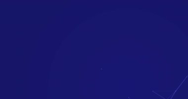 Digital animation of network of connections against copy space on blue background. Global networking and business technology concept