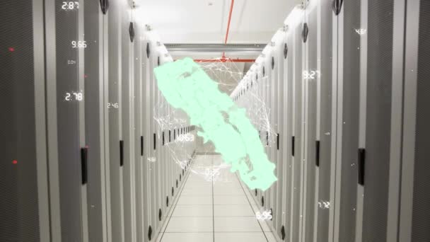 Animation Network Cloud Data Processing Servers Computer Server Room Global — 图库视频影像