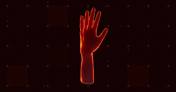 Image Holographic Hand Black Background Horror Fright Halloween Concept Digitally —  Fotos de Stock