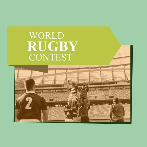 Composition World Rugby Contest Text Diverse Rugby Players World Rugby — Zdjęcie stockowe