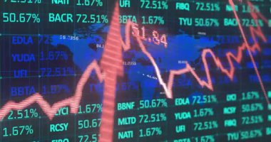 Dünya haritası üzerinde veri işleme animasyonu. küresel iş ve dijital arayüz kavramı dijital olarak oluşturulmuş video.