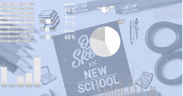 Animation Infographic Interface Oldskool Newschool Text Screen Stationery Digital Composite — Vídeo de Stock