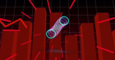 Animation of circles over diagram and red lines. Global business and digital interface concept digitally generated video.