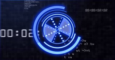 Siyah arkaplan üzerindeki veri işleme alanının görüntüsü. Küresel teknoloji, bilgisayar ve dijital arayüz kavramı dijital olarak oluşturulmuş görüntü.