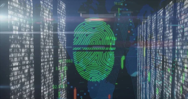 Image Fingerprint Data Processing Light Spots Global Business Digital Interface — Stockfoto