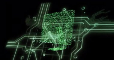 Animation of data processing over computer. Global business and digital interface concept digitally generated video.