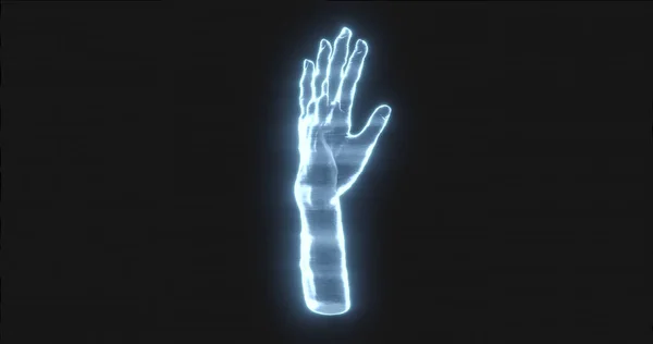 Image Holographic Hand Black Background Horror Fright Halloween Concept Digitally — Stock Fotó