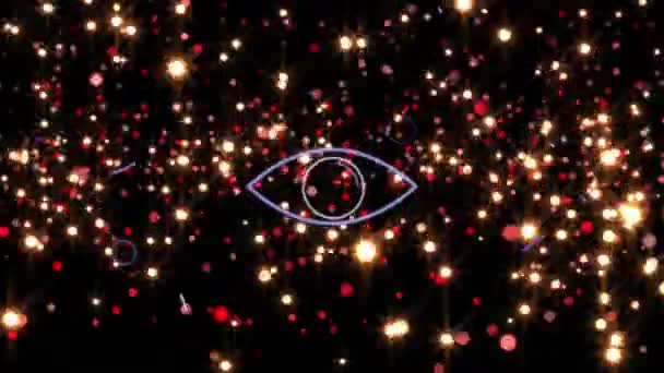 Animation Multicolored Effect Digital Eye Circles Black Background Digitally Generated — ストック動画