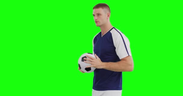 Jugador Fútbol Masculino Deporte Movimiento Entrenamiento Estilo Vida Activo — Vídeos de Stock