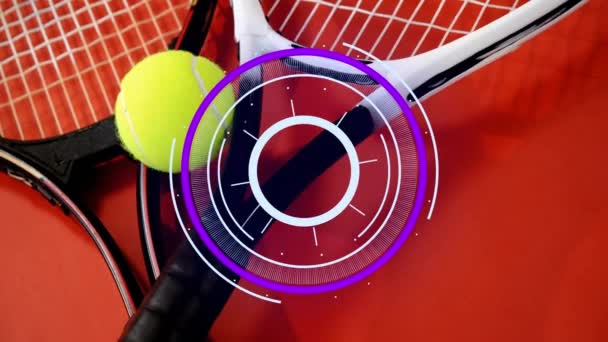 Animation Scope Scanning Tennis Rackets Global Sport Digital Interface Concept — Stock videók