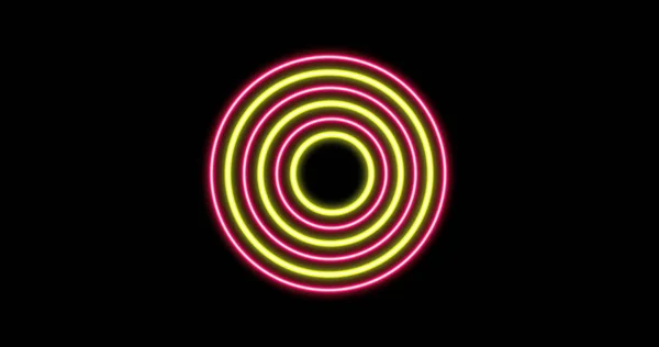 Image Glowing Pink Yellow Circles Black Background Colour Movement Concept — Stockfoto