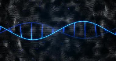 Animation of dna strand over spots. Global business and digital interface concept digitally generated video.