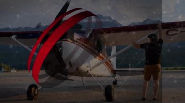 Dünya ve iletişim halkalarının animasyonu küçük bir uçağı uçuşa hazırlamak üzerinedir. Küresel iletişim, seyahat ve dijital arayüz kavramı dijital olarak oluşturulmuş video.