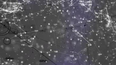 Digital animation of dna structure spinning over network of connections against grey background. Medical research and science technology concept