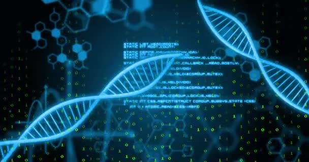 Animation Dna Strands Data Processing Global Business Digital Interface Concept — Video Stock