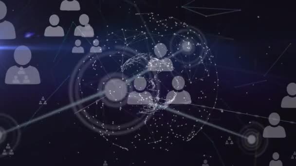 Animation Network Connections Icons Global Business Digital Interface Concept Digitally — Vídeo de Stock