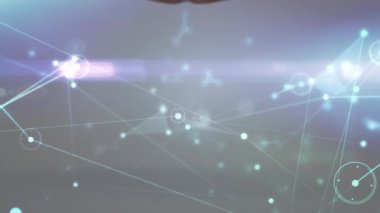 Animation of connections over basketball ball. Basketball, sport, school team, connections and technology concept digitally generated video.