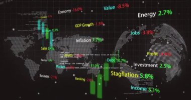 Siyah arkaplan üzerinde veri işleme animasyonu. küresel iş ve dijital arayüz kavramı dijital olarak oluşturulmuş video.