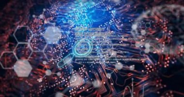 Animation of risk management text over reading glass and data processing. Global business and digital interface concept digitally generated video.