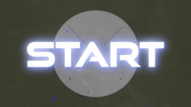 Animation of start text over shapes. Global business and digital interface concept digitally generated video.