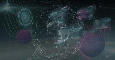 Animation of data processing over globe and moving clock on black background. Global technology, online security and digital interface concept digitally generated video.