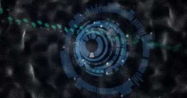 Kapsam taramasında veri işleme animasyonu. küresel iş ve dijital arayüz kavramı dijital olarak oluşturulmuş video.