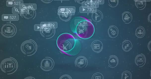 Animation Media Icons Circles Global Business Digital Interface Concept Digitally — Stock video