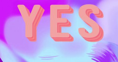 Animation of yes text over shapes. Social media and abstract background concept digitally generated video.