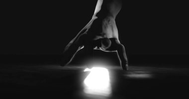 Image of hand walking in dark space. Horror, fright and halloween concept digitally generated image.