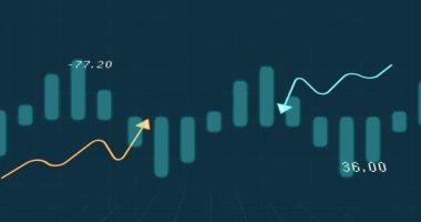 Animation of data processing over dark background. Global business and digital interface concept digitally generated video.