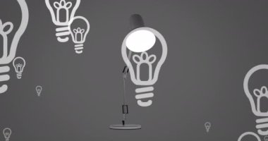 Animation of lightbulb icons over lamp. Global business and digital interface concept digitally generated video.