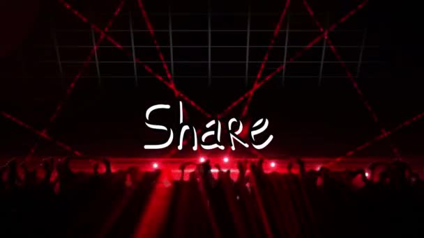 Animation Share Red Disco Lights Dancing People Party Disco Social — Stockvideo