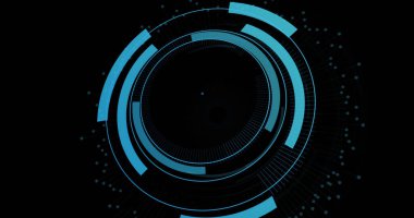Image of digital padlock in processing circle on black background. Data processing, digital security and technology concept digitally generated image.
