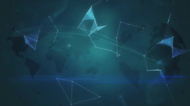 Animation of data processing and globe on dark background. Global business and digital interface concept digitally generated video.