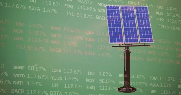 Animation Stock Market Data Processing Solar Panel Green Background Global — Wideo stockowe