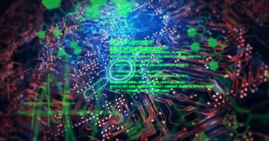 Animation of automation text over reading glass and data processing. Global business and digital interface concept digitally generated video.