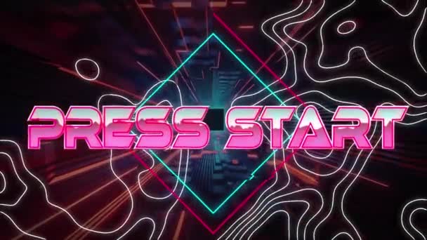 Animation Press Start Digital Space Squares Isohypses Video Games Communication — 비디오