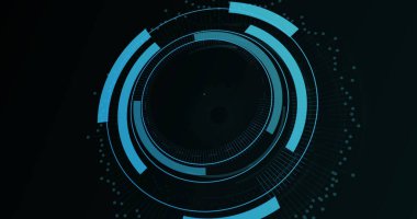 Image of digital padlock in processing circle on black background. Data processing, digital security and technology concept digitally generated image.