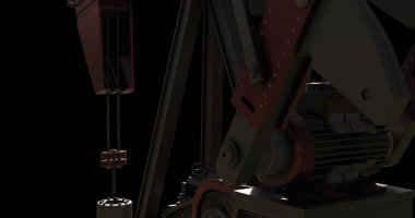 Image of oil pump working over black background. Oil industry and oil pump concept digitally generated image.