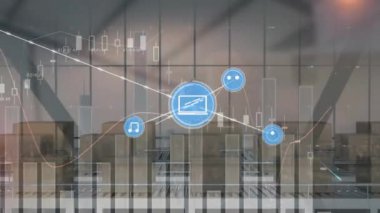 Animation of network of connections over boxes and data processing. Global business and digital interface concept digitally generated video.