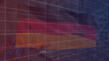 Animation of data processing over flag of germany. Global business, national flags and digital interface concept digitally generated video.