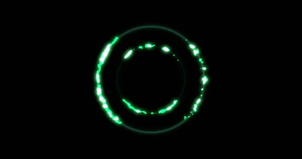 Image Glowing Green Circles Black Background Colour Movement Concept Digitally — Stock Photo, Image