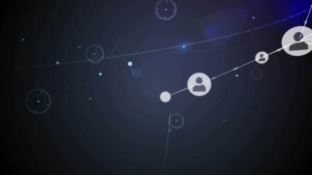 Анимация Иконок Профилей Соединяющих Точки Обработка Худа Цифровом Интерфейсе Лучом — стоковое видео